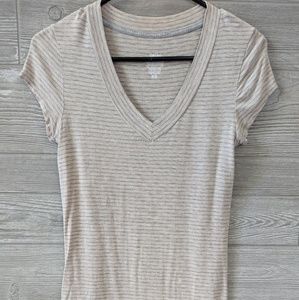 Mossimo Super Stretchy Striped Cream Colored Tee